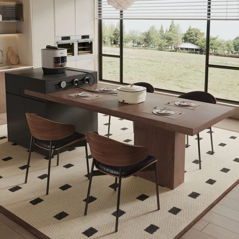 Tavolo Zhongdao integrato a scomparsa per uso domestico, con lastra di roccia piena, per riporre l'isola della cucina in stile antico