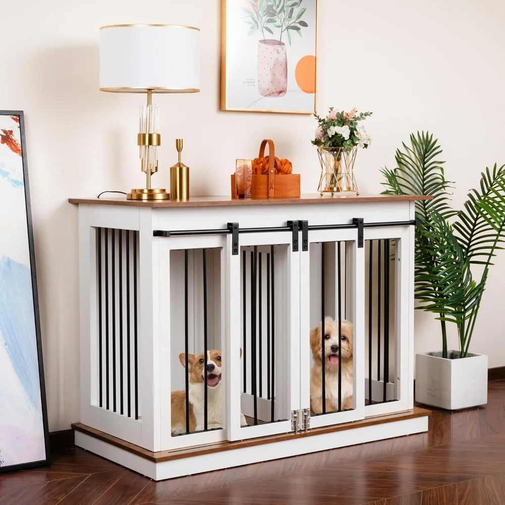 

Sunseen Dog Crate Furniture with Divider,Wooden Dog Kennel End Table,Large Breed Dog House Indoor for One Large or Two Small