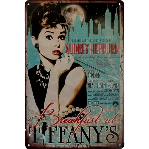 Metallschild aus dem Film „Breakfast at Tiffany's“; (Nachdruck) Blau
