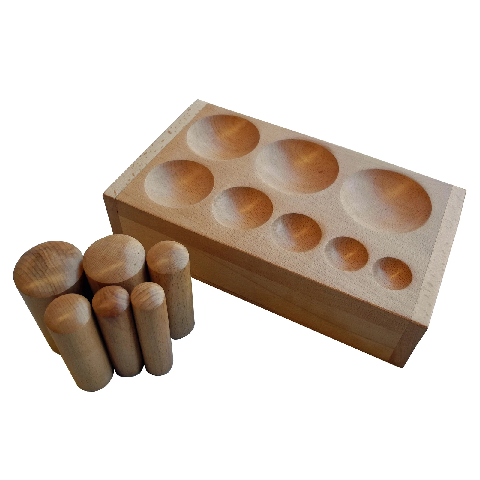 Durston 6 Punch Wooden Dapping Set Large Block with 8 Domes (19-101mm) & 6 Punches for Non-Marring Jewelry Metal Forming