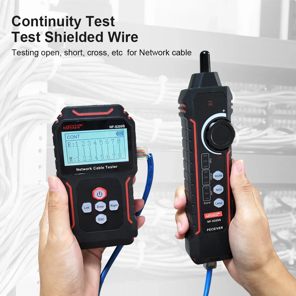 

NOYAFA NF-8209S Network Cable Tester Cable Tracker Cat5 Cat6 PoE Tester Detect Length Continuity Test with NCV & Lamp