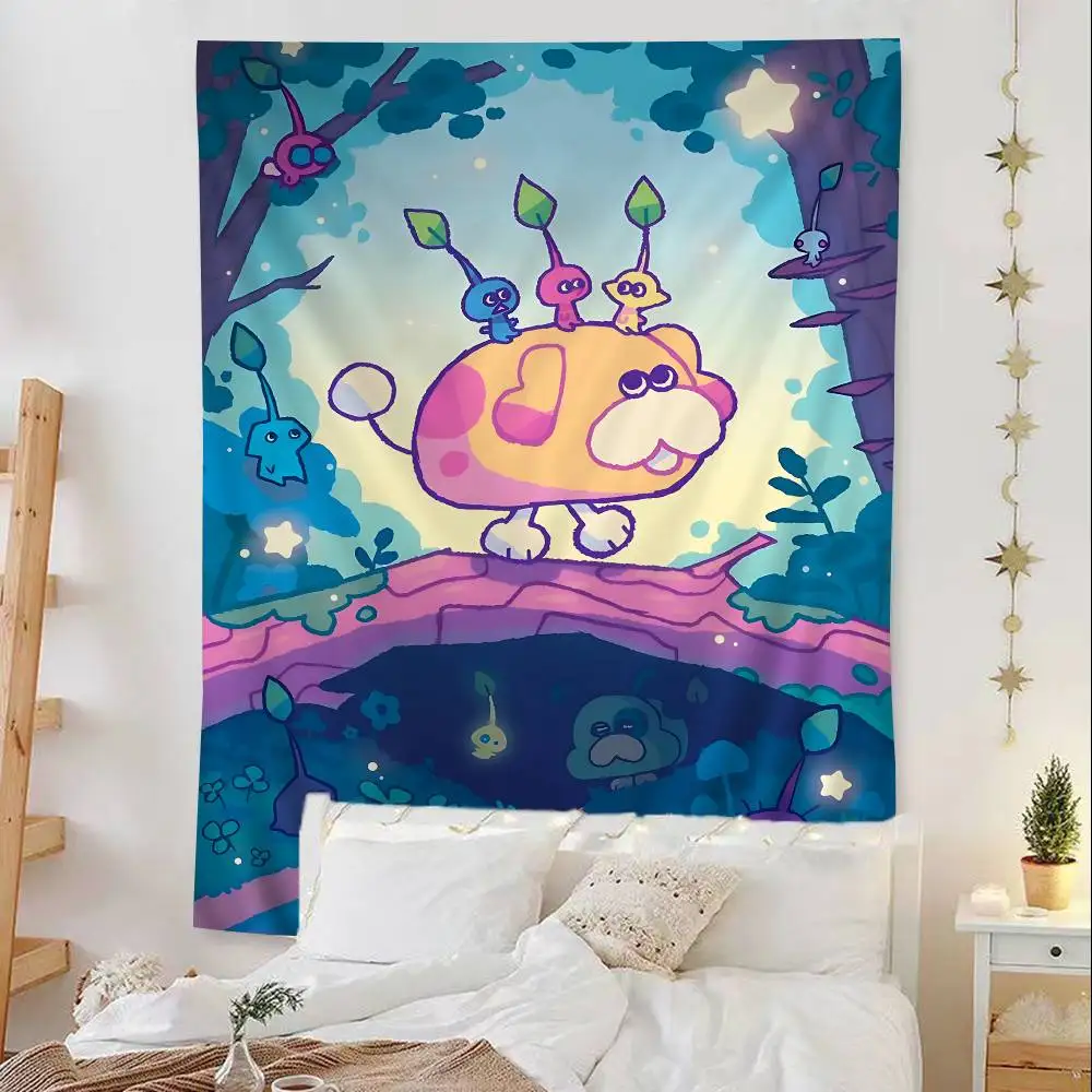 Animation P-PIKMIN Anime Tapestry Hanging Tarot Hippie Wall Rugs Dorm Home Decor