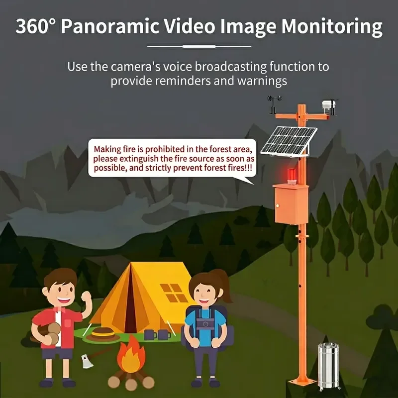 Industrial Solar Weather Station Forest Fire Risk Early Warning System 4G Wireless Monitoring for Smart Forestry Orchard Farm
