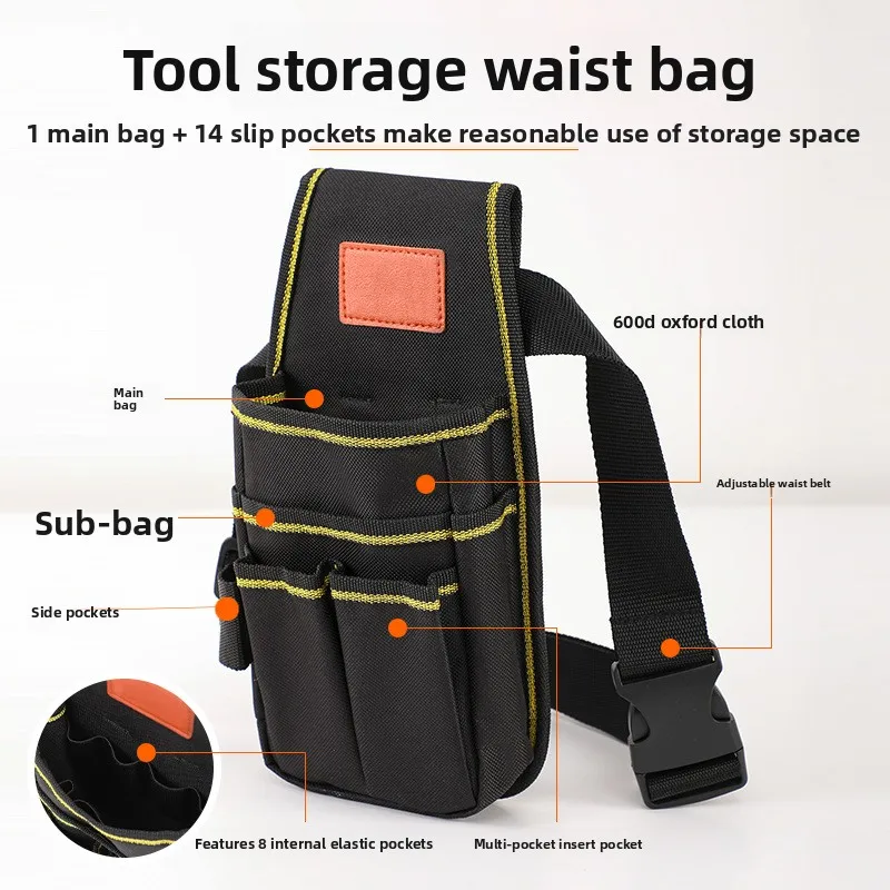 Multi-layer Electrician Tool Bag, Adjustable, Thickened and Wear-resistant Tool Waist Bag, Industrial-grade hardware Tool Bag