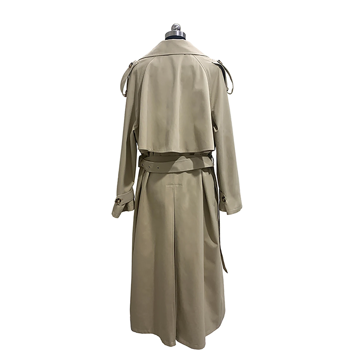 Nerazzurri Oversize Loose Long Korean Style Women's Coat with Belt High Waist Windproof Polyester Fiber Long Sleeve Casual