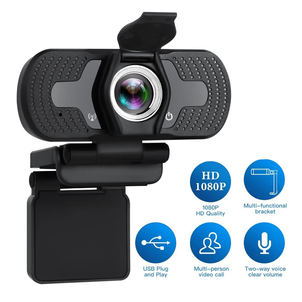 

Smart Home 1080P HD Webcam Comes with 110 ° Autofocus Wide-angle and Stereo Microphone Compatible with Most System Applications