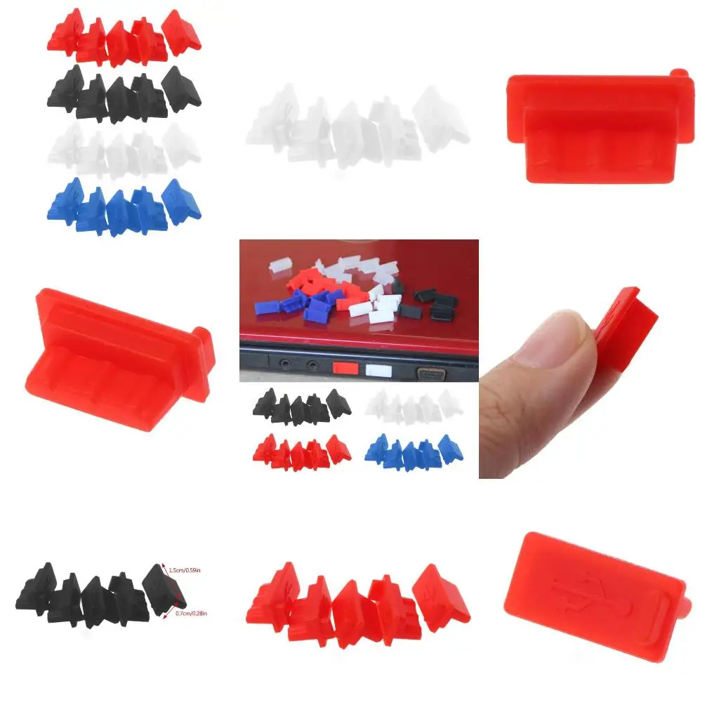 5-10Pcs USB Dust Plug Charger Port Cover Cap Female Jack Interface Universal Silicone Protector Tablet PC Notebook Laptop