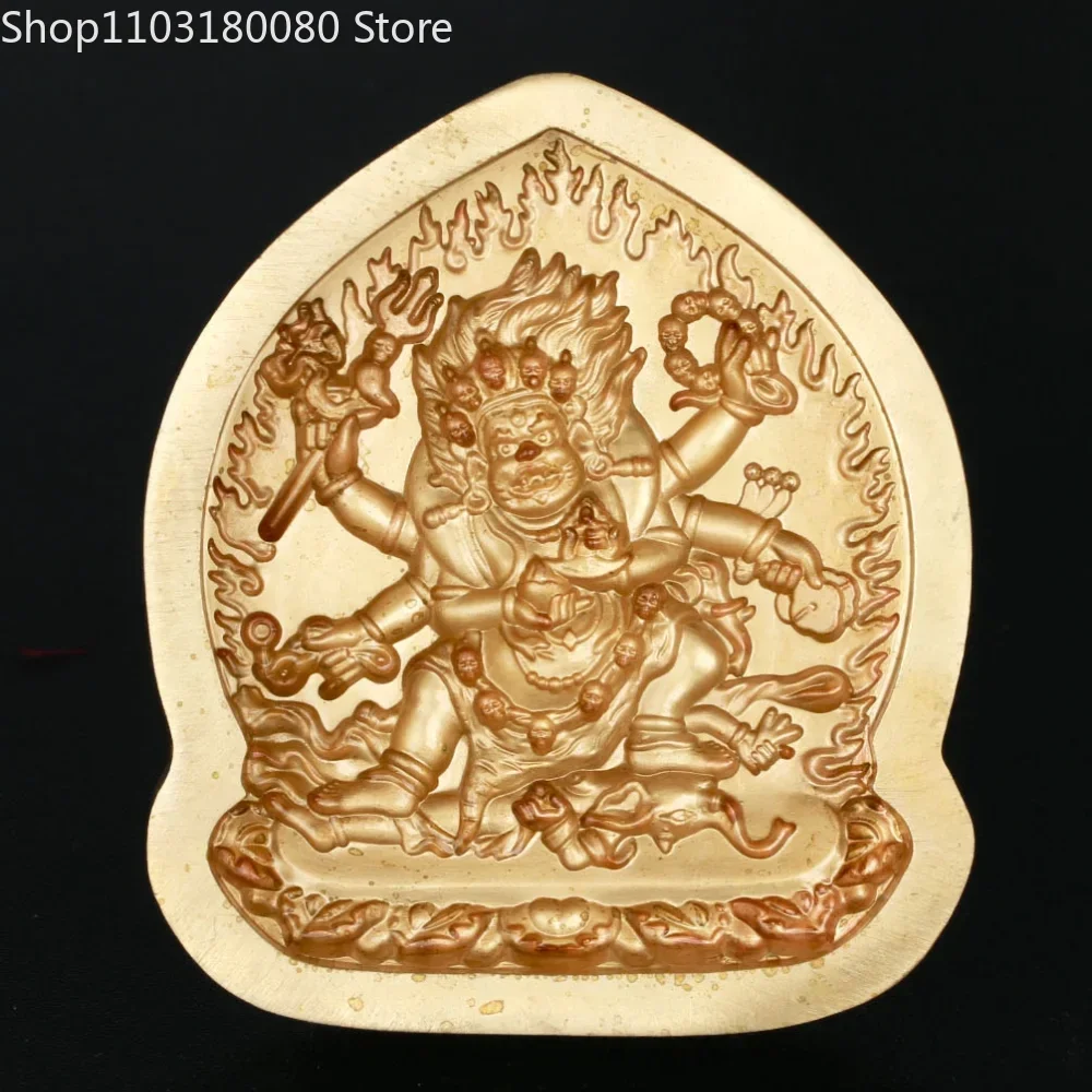 Copper Brass Six-arms Black Mahagala Tsatsa Mould Buddha Statue Tibet Buddhism Mahakala TSHA-TSHA Mold