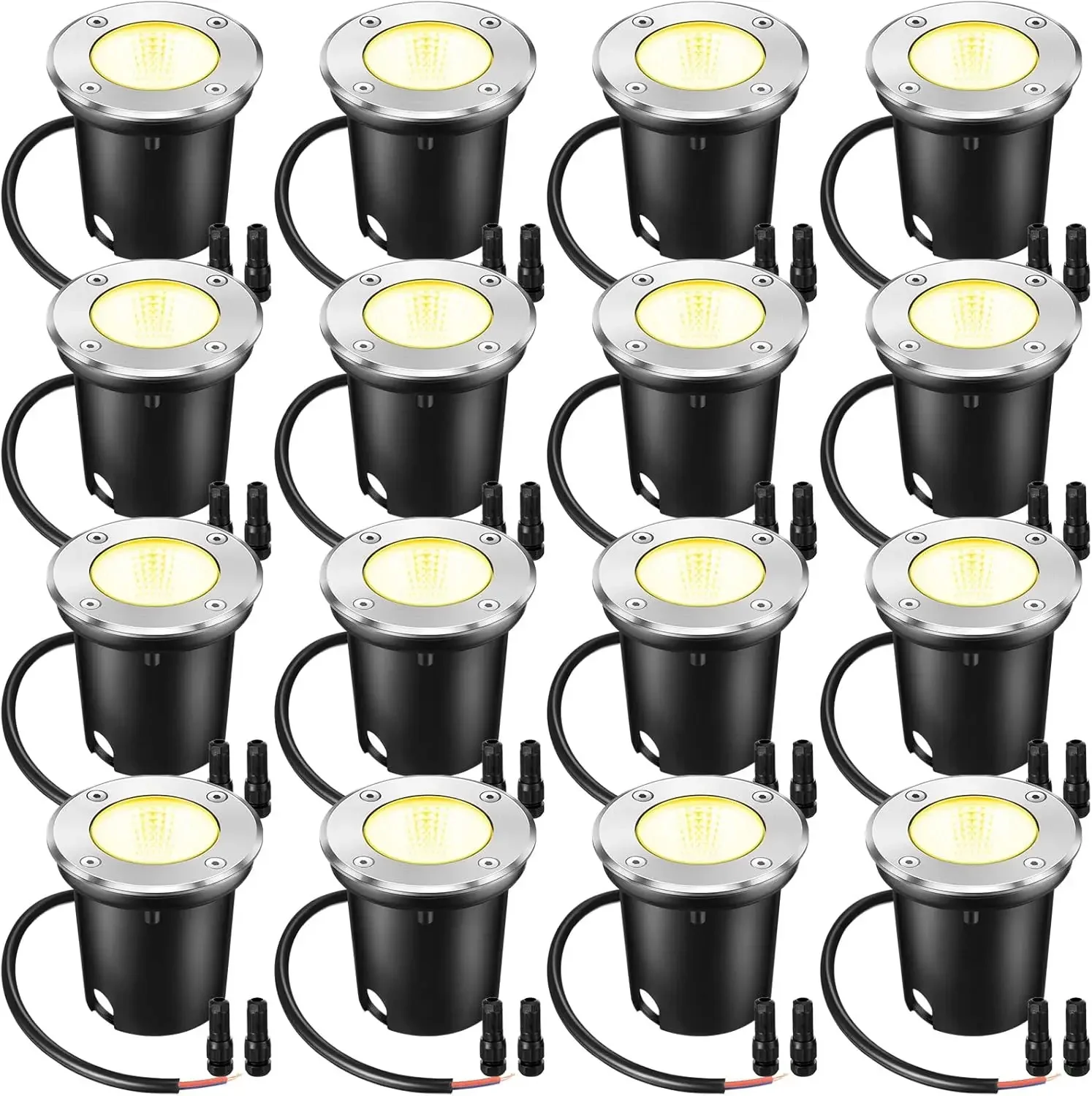 8-16 Pcs 7W LED Well Lights Low Voltage Outdoor Landscape In Ground Waterproof 12V-24V for Pathway Garden Driveway Patio Decors,