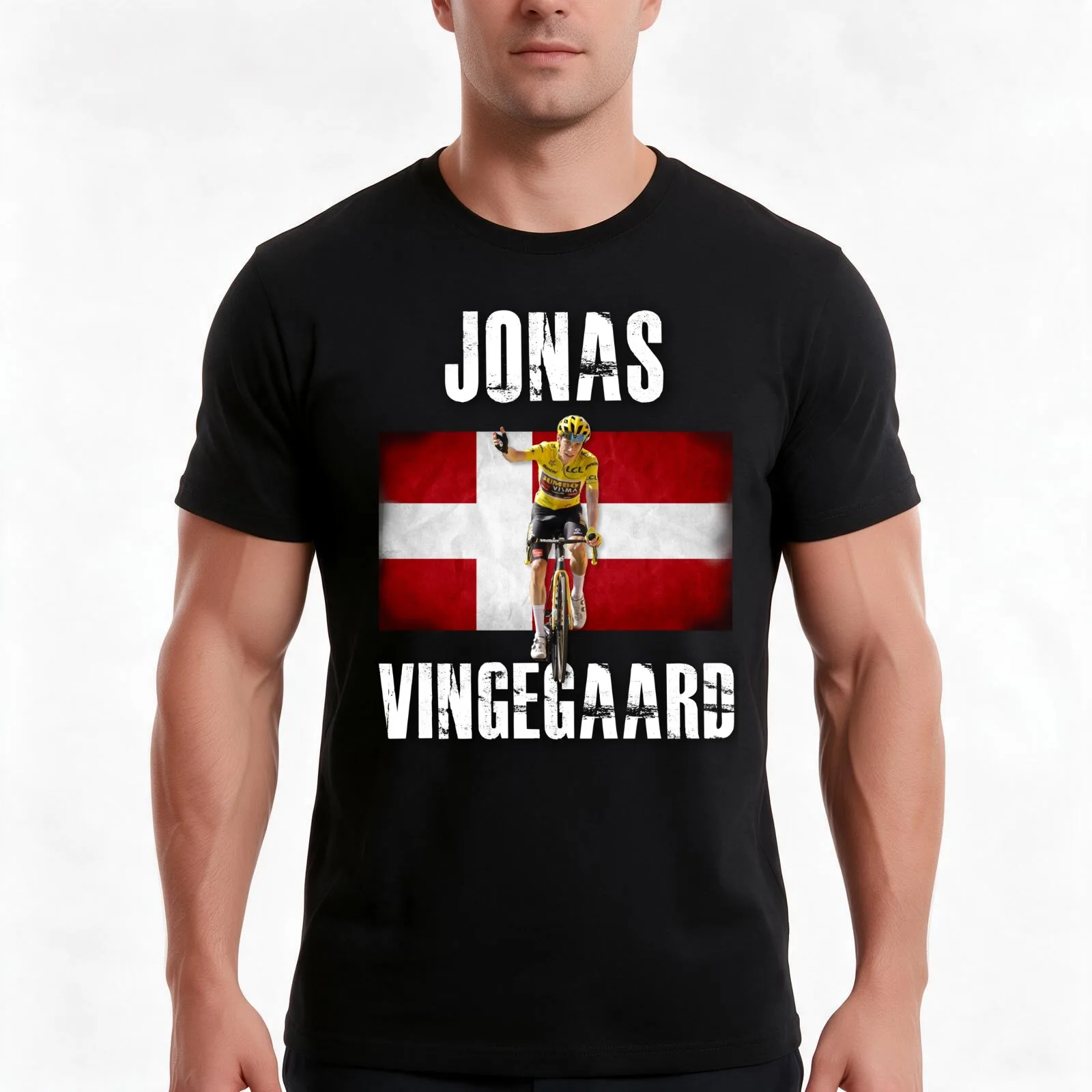 Jonas Vingegaard T-Shirt, Summer Casual Cotton Tee, Oversized Streetwear Tops, Vintage Graphic Print, Loose Fit Short Sleeve