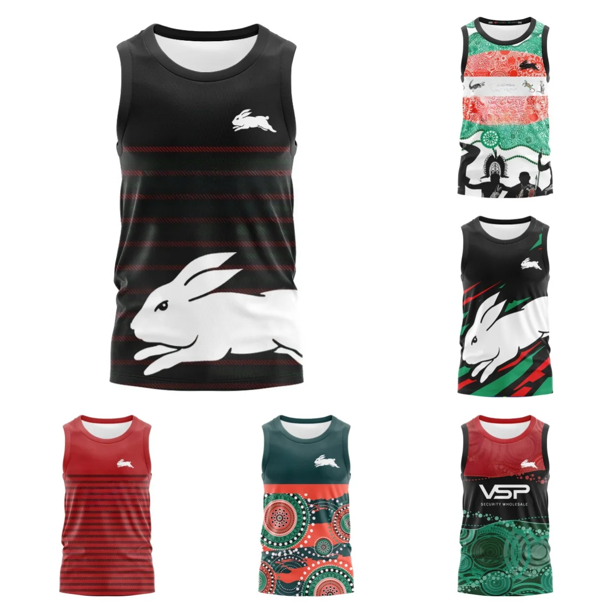 VEST  2024 Training T-shirt South Sydney Rabitos Green Shirt(Custom name and number )