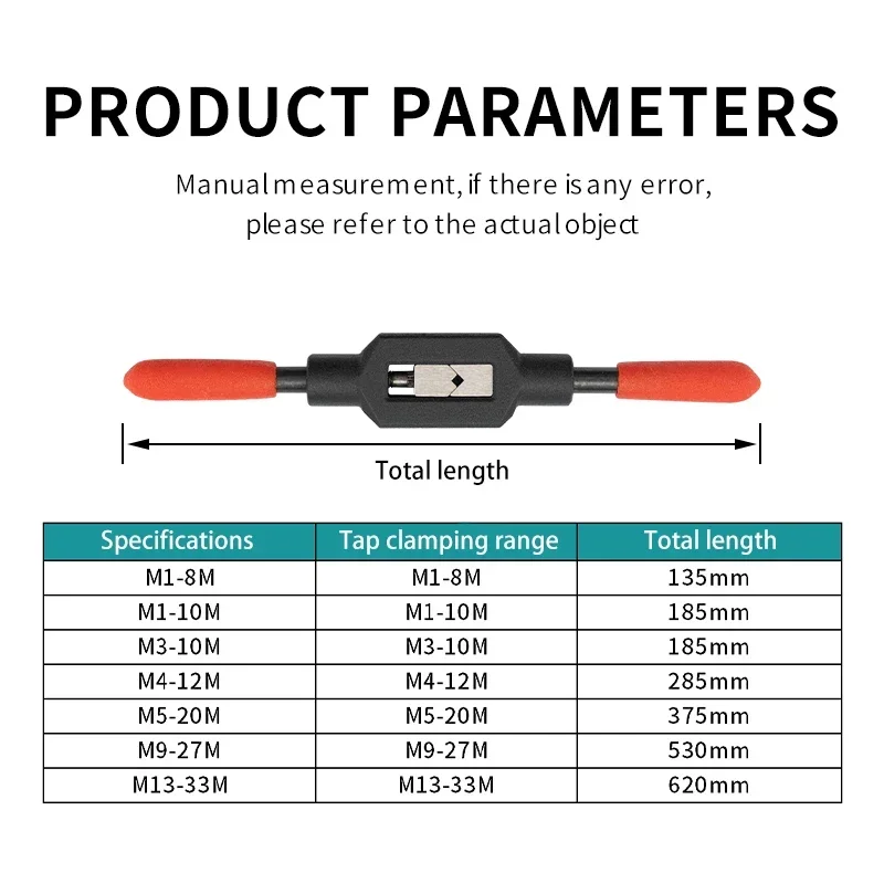 New Adjustable Tap Wrench Handle for M1-M8~M9-M27 Metric Taps Superhard High Carbon Steel Tap Reamer Hand Threading Tools