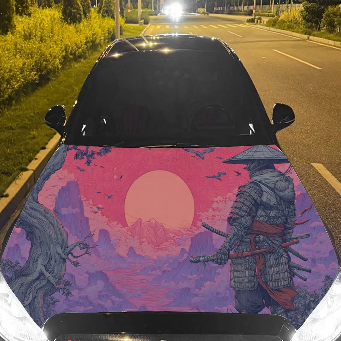 

Эпический самурай - и - Пейзажные наклейки на капот автомобиля - Самоклеящаяся, водонепроницаемая и прочная виниловая пленка, украшение и защита вашего C