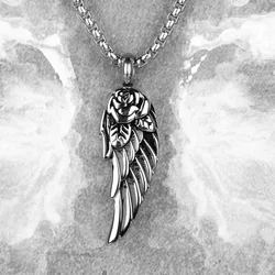 Rose Wings Animal Mens Long Necklaces Pendants Chain Punk Hip Hop for Boy Male Stainless Steel Jewelry Creativity Gift Wholesale