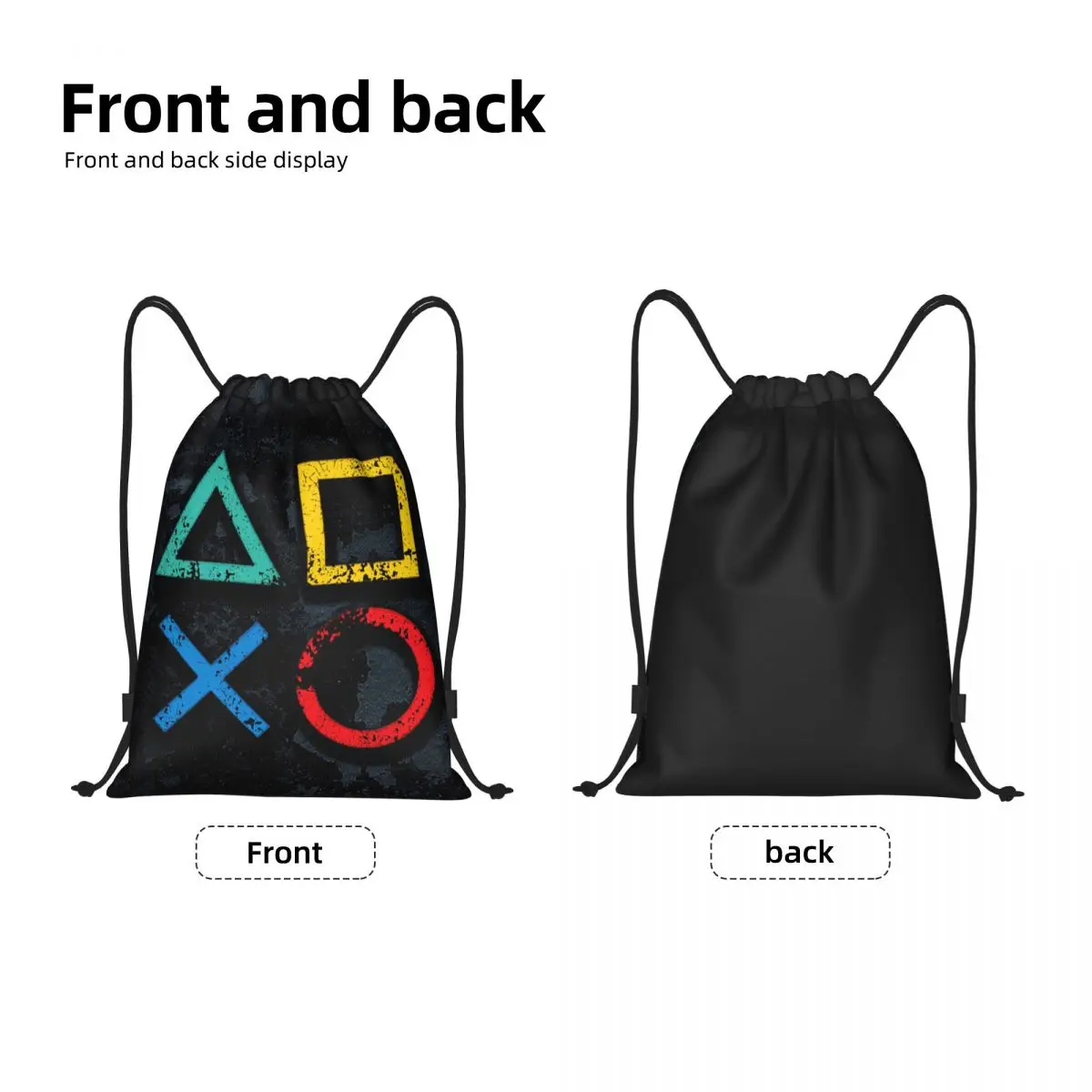 Playstations Buttons Drawstring Backpack Women Men Gym Sport Sackpack Portable Game Gamer Gift Training Bag Sack