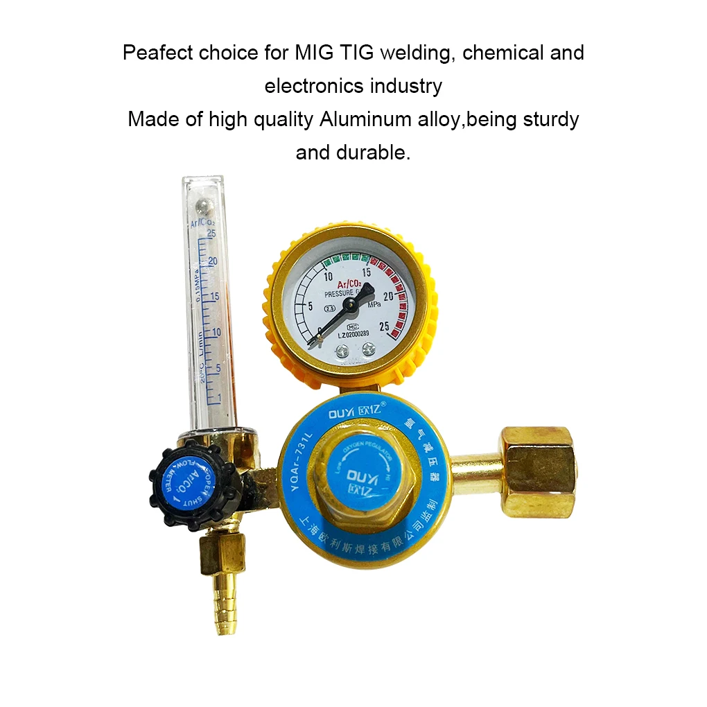 Argon Gas Regulator 0-25Mpa Pressure Guage 0-25L/min CO2 Helium Nitrogen G5/8 G3/4 W21.8 CGA540 MIG TIG Welding Flowmeter