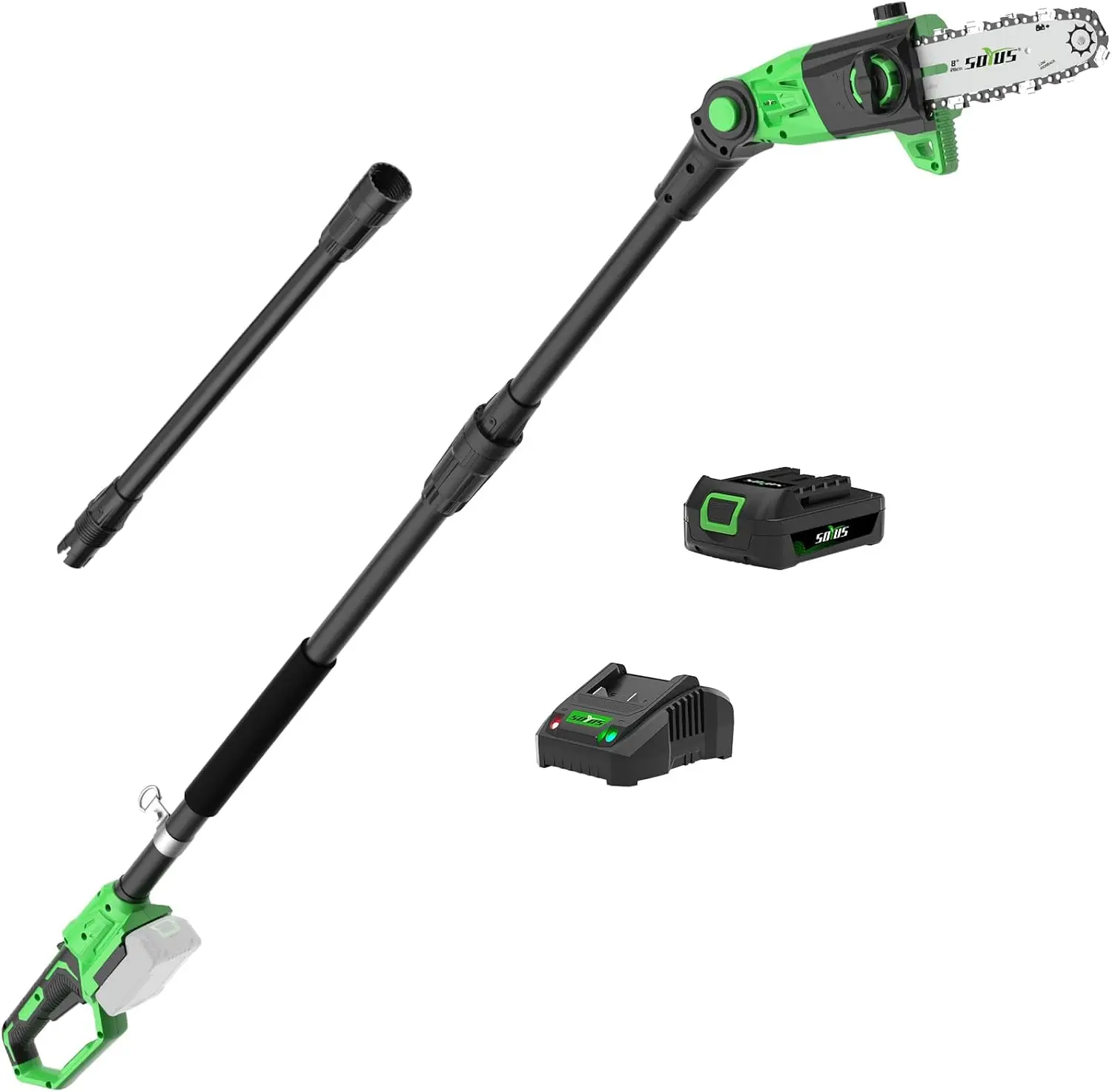 15-Foot Max Reach Electric Pole Saw for Tree Trimming, 16ft/s Speed, Auto Oiling, Multi-Angle