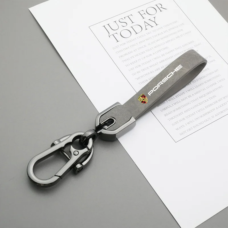 

Porsche Leather Car Keychain Zinc Alloy Auto Keyring Accessories For Porsche 911 718 Taycan Panamera Cayenne Macan Boxster 918