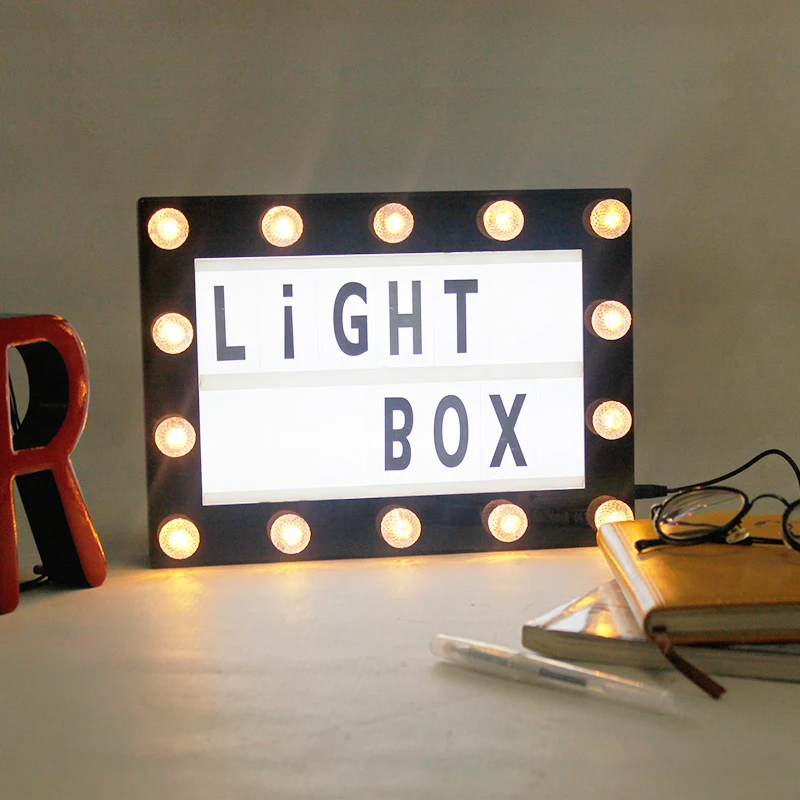 12 x 8 inches LED Cinema Light Box with 14 Marquee Lamp and 200 Letters Light Up Sign