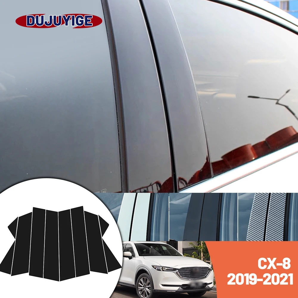 

Bright black carbon fiber door and window B C Pillar sticker suitable For Mazda CX-8 CX8 2019-2021 2020