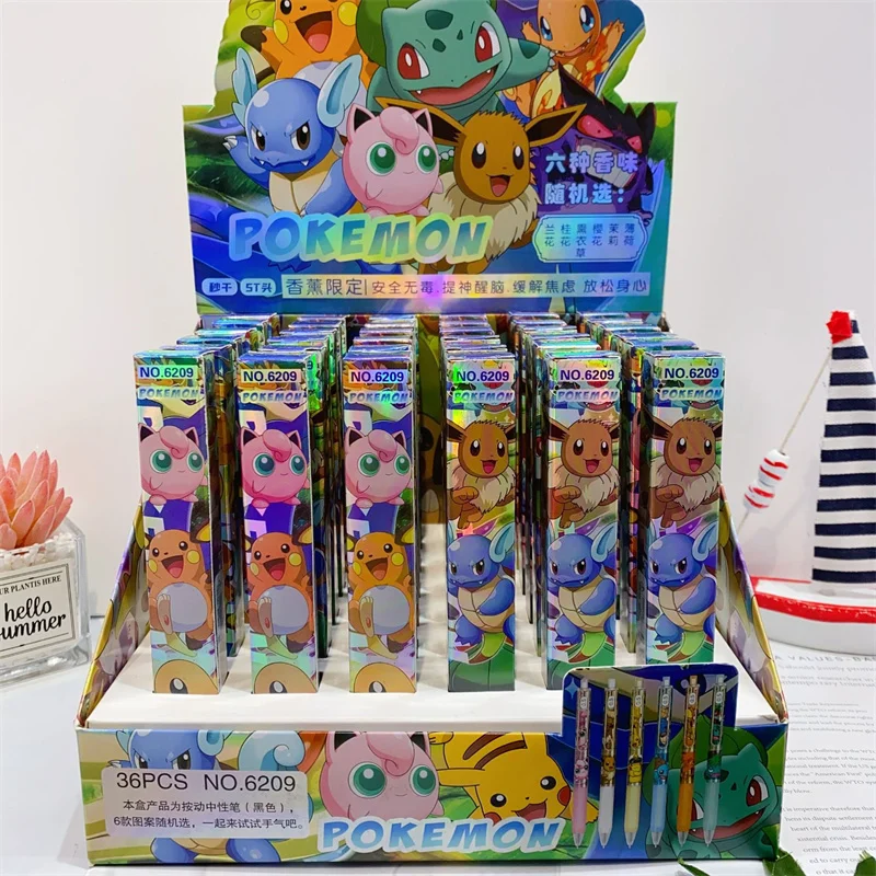 kawaii pokemon imprensa gel canetas para escrever tinta preta caneta neutra papelaria presente escritorio e material escolar 05 mm 36 pcs por lote 01