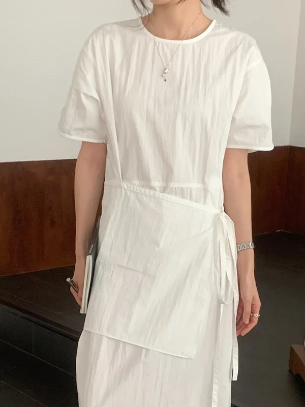 

Chic Summer High Waist Slim Fit ort Sve Dr Side Slit Splice Design Busin Casual Sle Women's Faion Dr