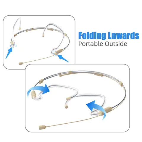 3 Pin 4 PIN Double Earhook Headband Headset Microphone 3.5mm Foldable Omnidirectional Electret Wired Headworn Mic HM-52S2