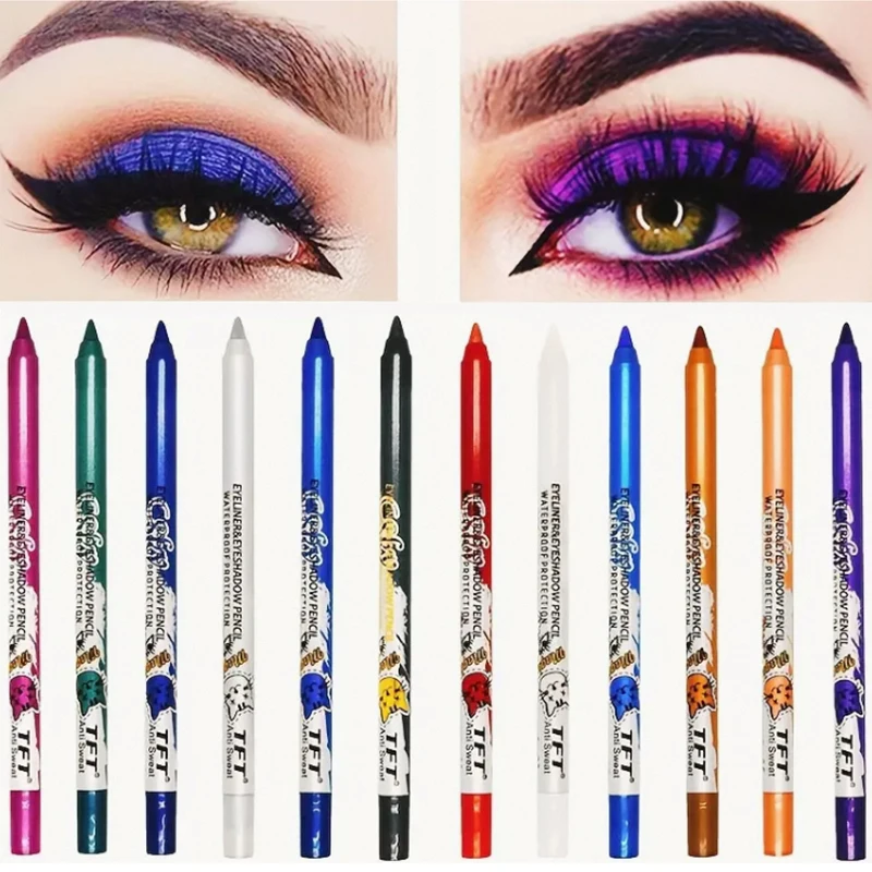 Pearly Glitter Colorful Eyeshadow and Eyeliner Gel Pen - Waterproof, Smudge Proof, Long Lasting - Red Berry Yellow Color