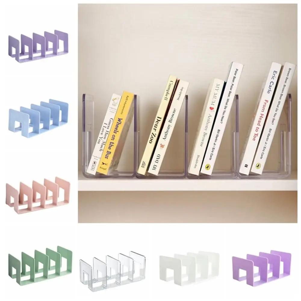 Acrylic Material Desktop Bookstand Morandi 3/4 Sections Divider Bookshelf Durable Transparent Desk File Sorter Book Storage