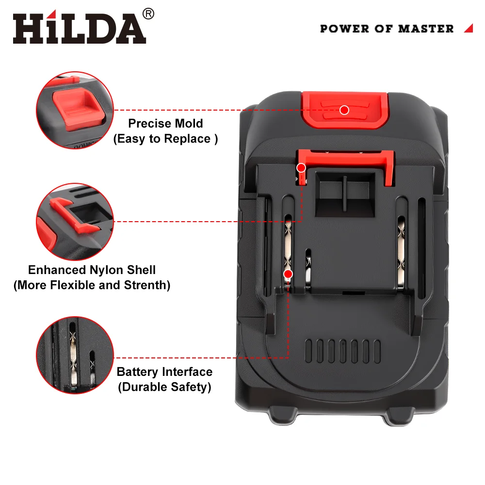 هيلدا 21 فولت بطارية ليثيوم قابلة للشحن قدرة عالية استبدال البطارية ل 21 فولت أداة السلطة لماكيتا 18-20 فولت بطارية دبوس #3