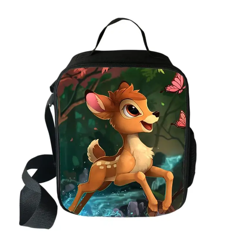 Disney Bambi Lunch Bags Student Food Portable Insulated Lunch Box Boys Girls Cartoon Cute Children School Lunch Bags Gift