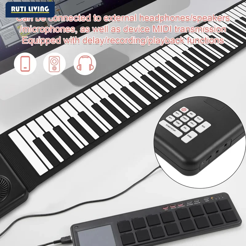 88 Key Portable Piano Handroll Electronic Piano Environmental Silicone Foldable Piano Home Practice Professional Electronic Pian