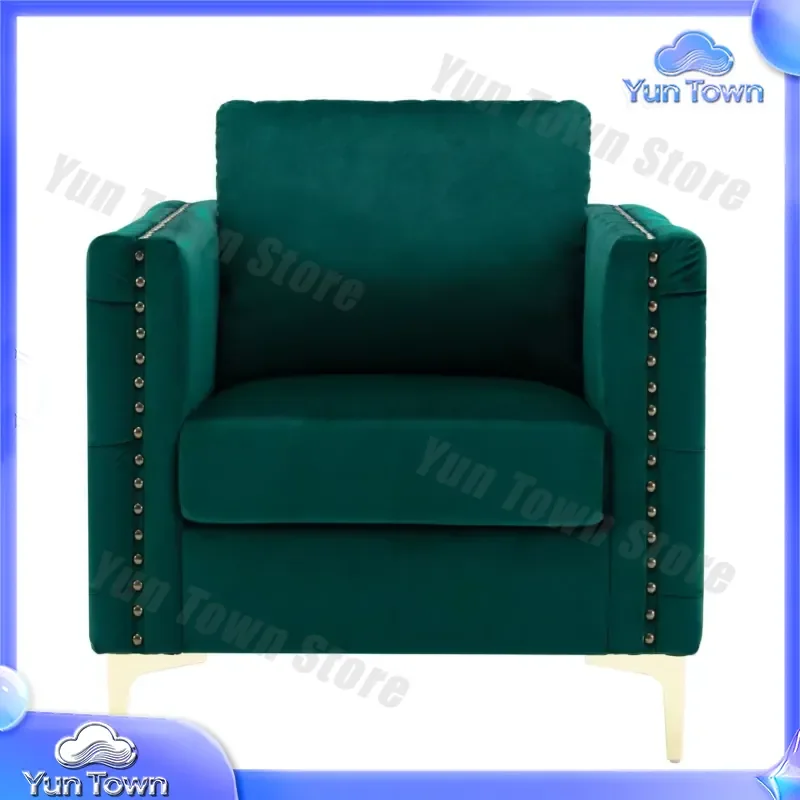 Hot-selling Eco-Friendly Modern Luxury Double Combination Sofa Chair in Green Velvet with Stainless Steel Legs for Living