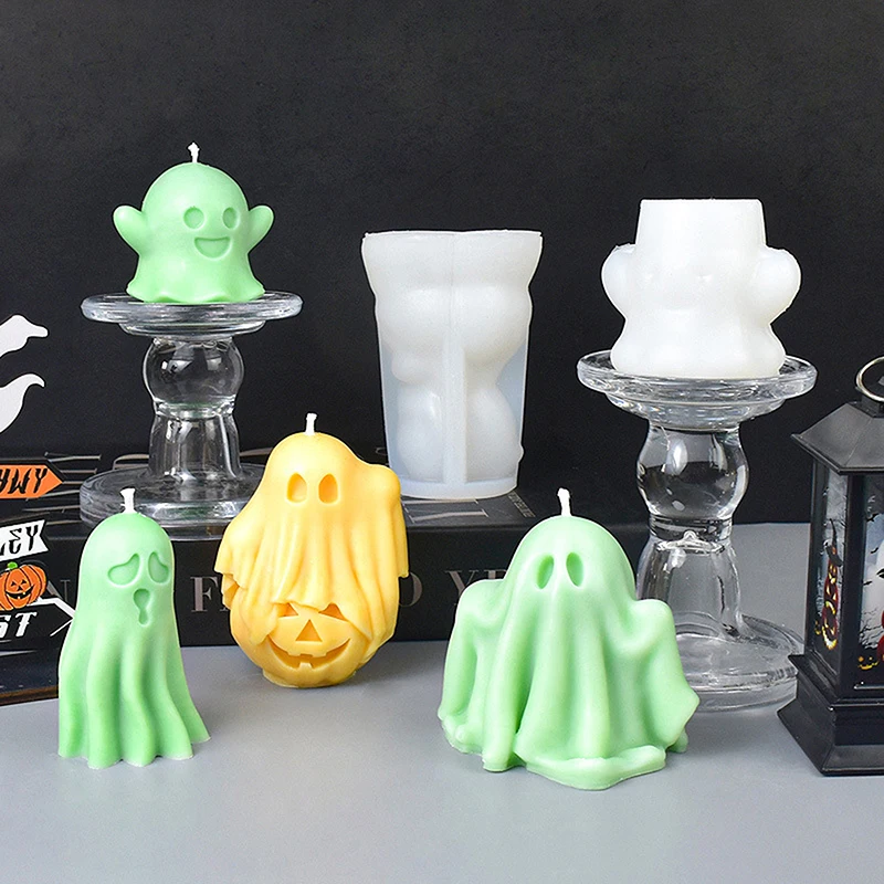 Halloween Ghost Candle Silicone Mold Handmade Aromatherapy Plaster Craft Resin Ornaments Made For Holiday Party Decorative Gifts