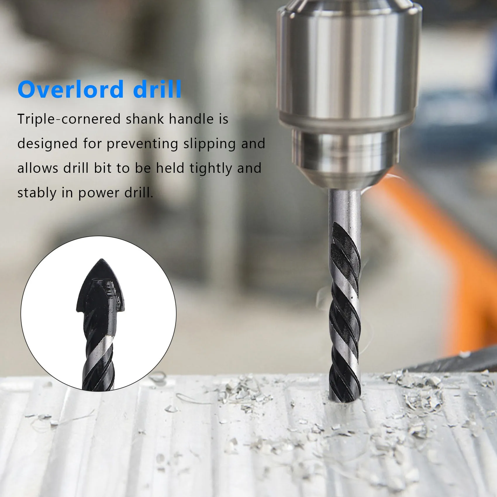 A13M 7Pcs Tipped Masonry Drill Bit Set for Porcelain Ceramic Tile Concrete Brick (3, 4, 5, 6, 8, 10, 12mm)