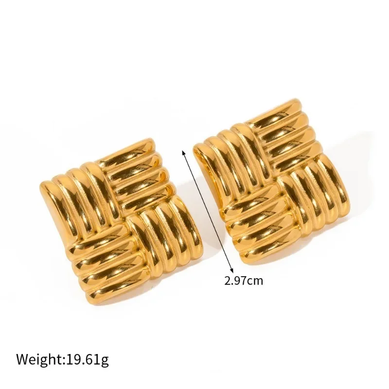 Minar Simple Knitted Square Dangle Earrings For Women Gold PVD Plated Stainless Steel Anti Tarnish Earring Daily Jewelry