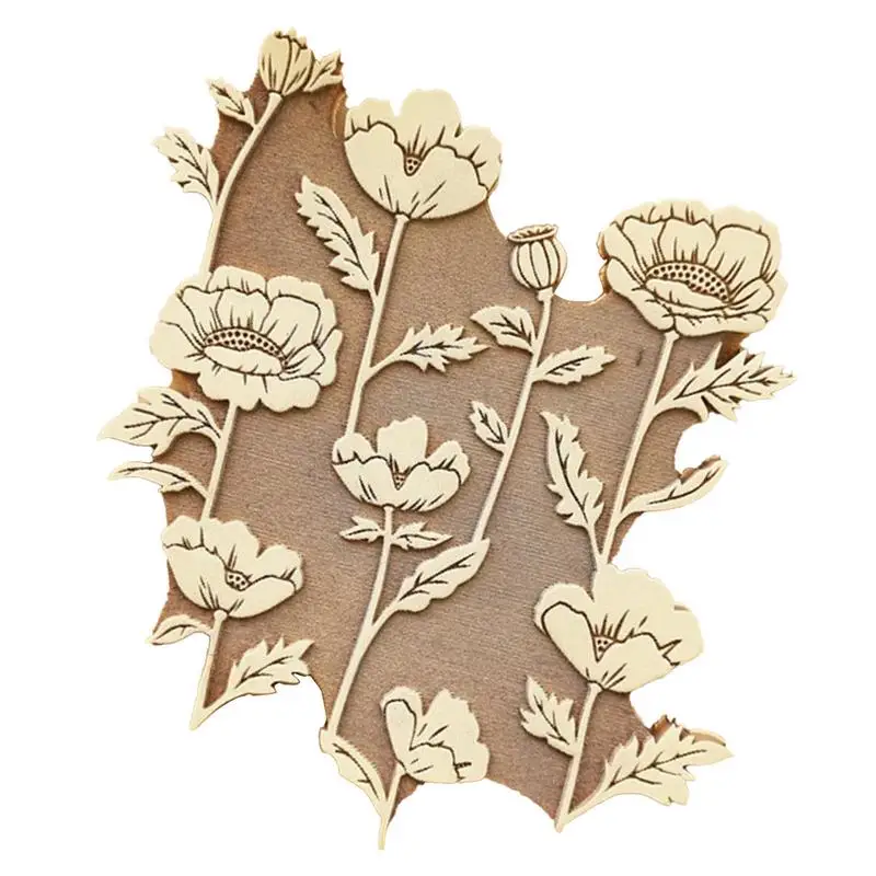 Flower Wood Stamps Plant Flower Ink Stamp Vintage Wooden Mounted Stamp For Seal Scrapbook/Photo Album Card Making