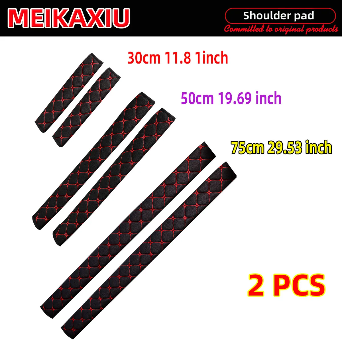 2 Stück, 50 cm, 19,69 Zoll, atmungsaktives Kunstleinen-Mesh-Stoffleder, mehrere Auto-Schulterschützer, Sicherheitsgurt-Dekorationen – Detail 1