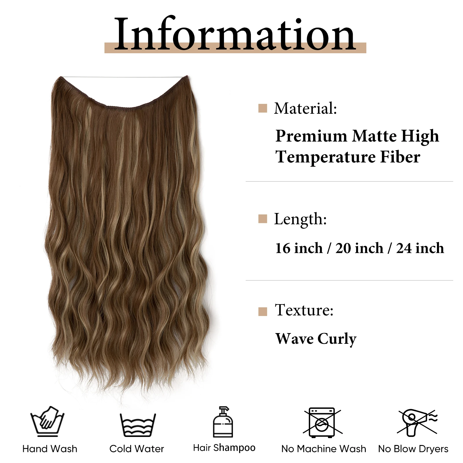 SARLA-extensiones de cabello con Clip Invisible para mujer, postizo de onda sintética, línea de pescado, Ombre, Rubio Natural, pieza de cabello falso