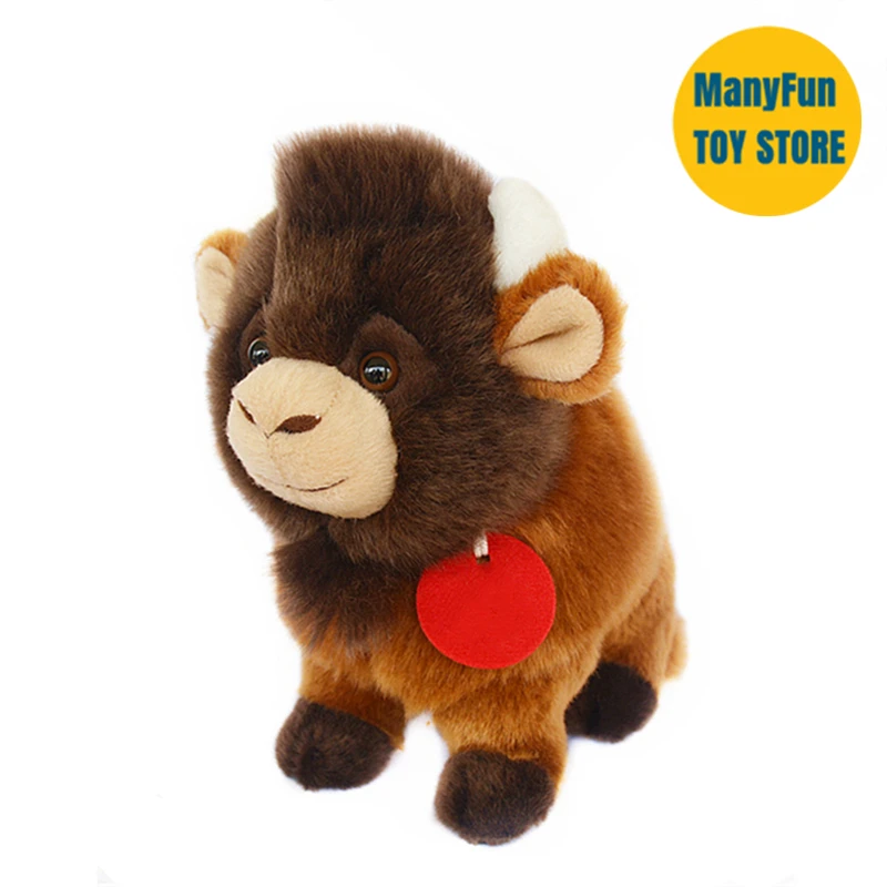 Realistic Bison High Fidelity Buffalo Plushie Bull OX Plush Toys Lifelike Animals Simulation Cattle Stuffed Toy For Kids