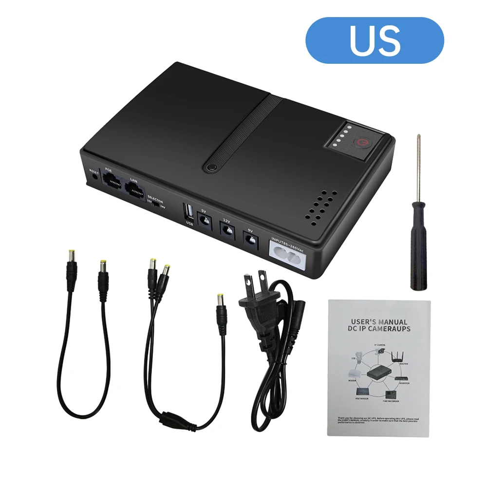 DC18W /36W DC1018L 1A/2A 5V/9V/12V Capacity Mini Portable UPS Backup Power Adapter AC85-265V for WiFi Router