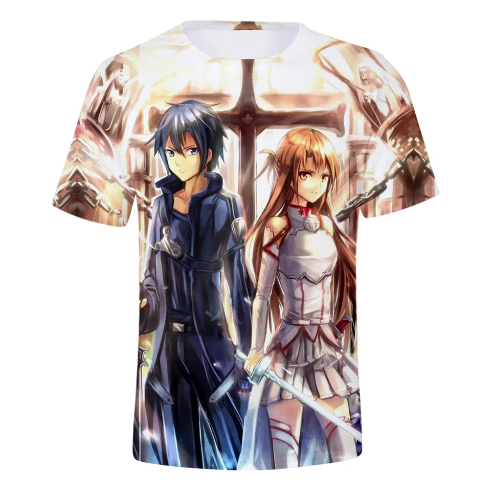 2025 Sword Art Online Yuki Asuna 3D Print T-shirt Uomo Donna Moda Manica Corta Top SAO Kirito Kirigaya Kazuto Funny Summer Tops