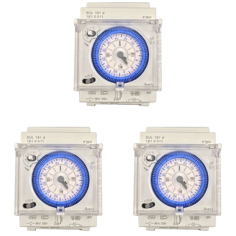 

3X Analog Mechanical Timer Switch 110V-220V 24 Hours Daily Programmable 15Min Setting Time Switch Relay SUL181D Hot