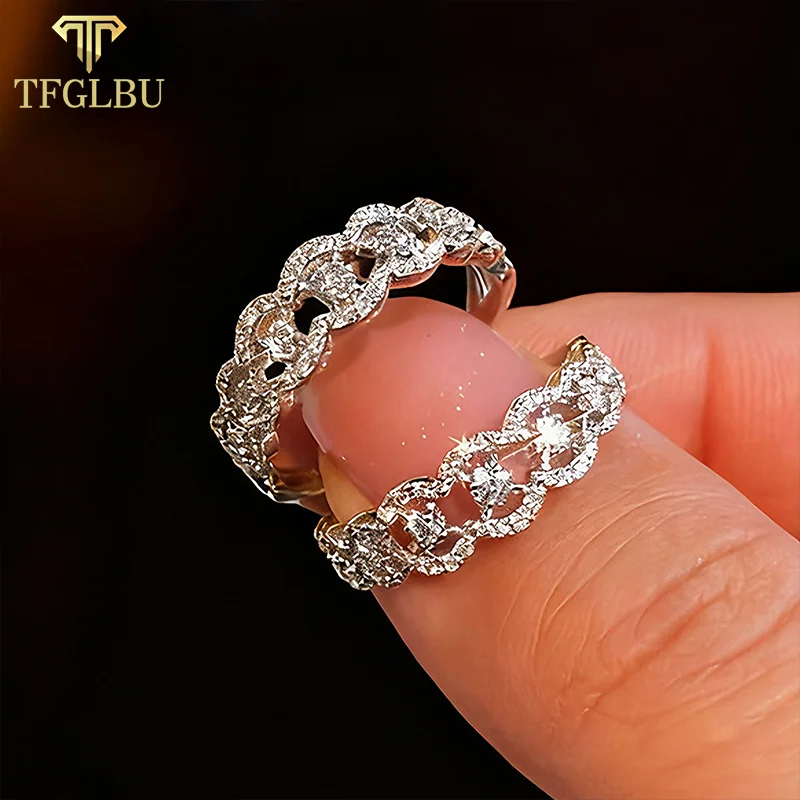 

TFGLBU Vintage Cabochon Moissanite Lace Rings for Women 925 Sterling Silver D Color Open-Work Style Carved Flower Party Jewelry