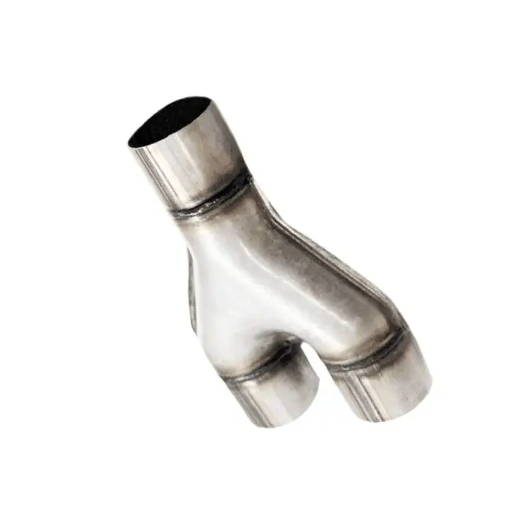 배기 스탬프 Y 파이프 2.25인치 직경 단일 입구 - 2인치 다이아 듀얼 아울렛 스테인리스