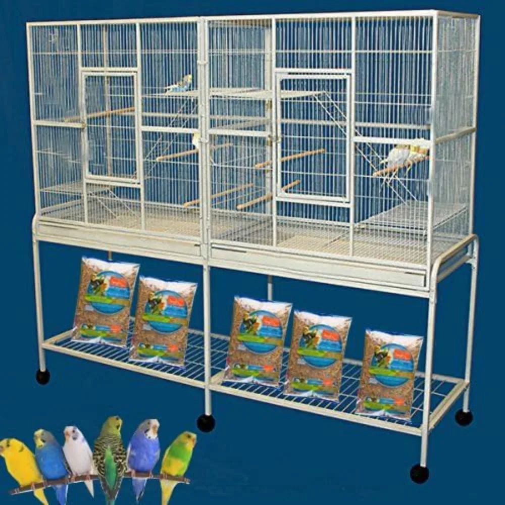 

Spacious Double-Sided Birdhouse with Center Divider, Ideal for Parrot Breeding and Feeding, Includes Nesting Doors for Easy Main