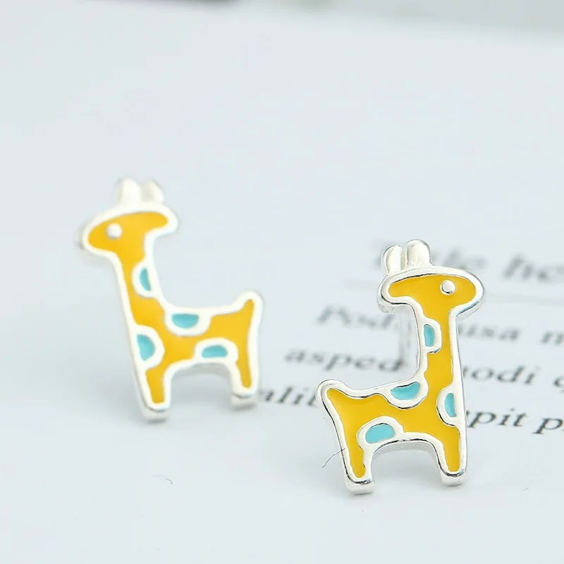 Buyee 925 Sterling Silver Cute Earring Cute Colorful Beautiful Earring for Woman Fashion Sweet Animal Fine Jewelry Earrings