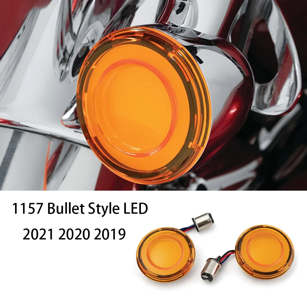 

For Harley Touring Sportster Softail Dyna 2002-2022 Motorcycle Front Turn Signal Light 1156 Bullet Style LED Gray Yellow Lamp ﻿