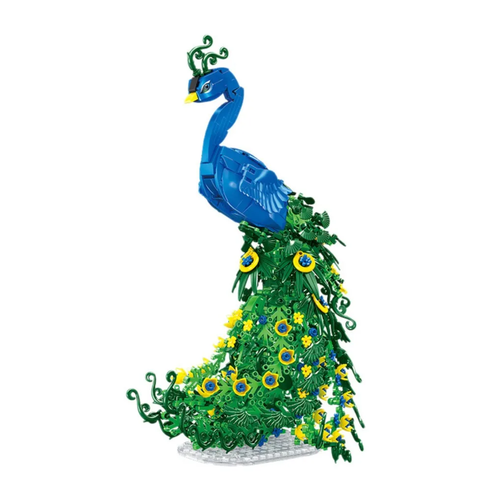 807PCS Peacock Model Building Blocks Set Mini Bricks Animal Bird Collection Assembly Toys for Adults DIY Home Decor Gifts