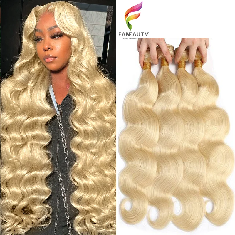 

Honey Body Wave 613 Blonde Color Remy Hair Weave 1/3/4 Bundles 10 To 40 Inch Double Draw Extension Brazilians Human Hair Bundles